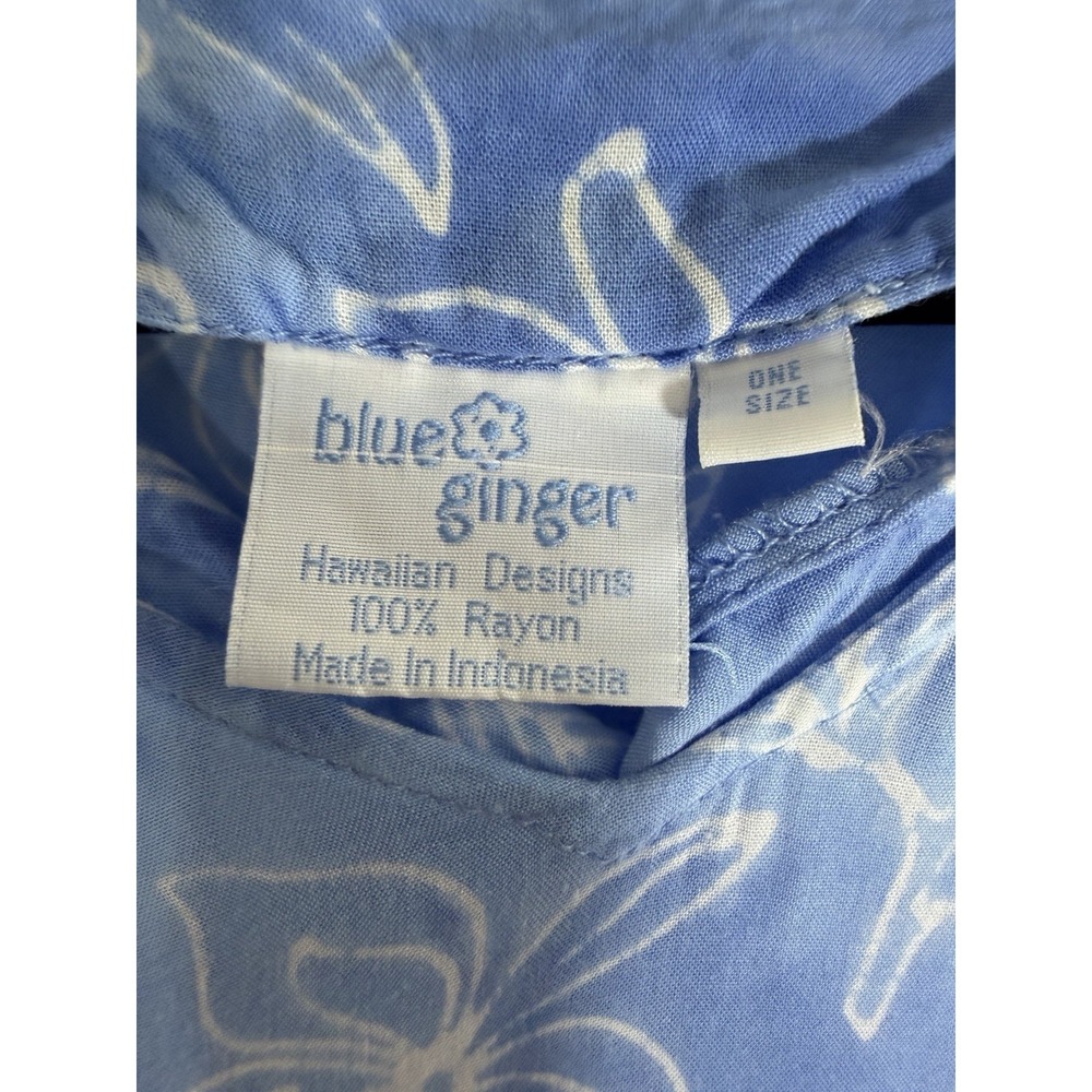 Blue Ginger Womens Boho Maxi Kaftan OS Plumeria Tropical Resort Soft & Airy - Picture 2 of 5